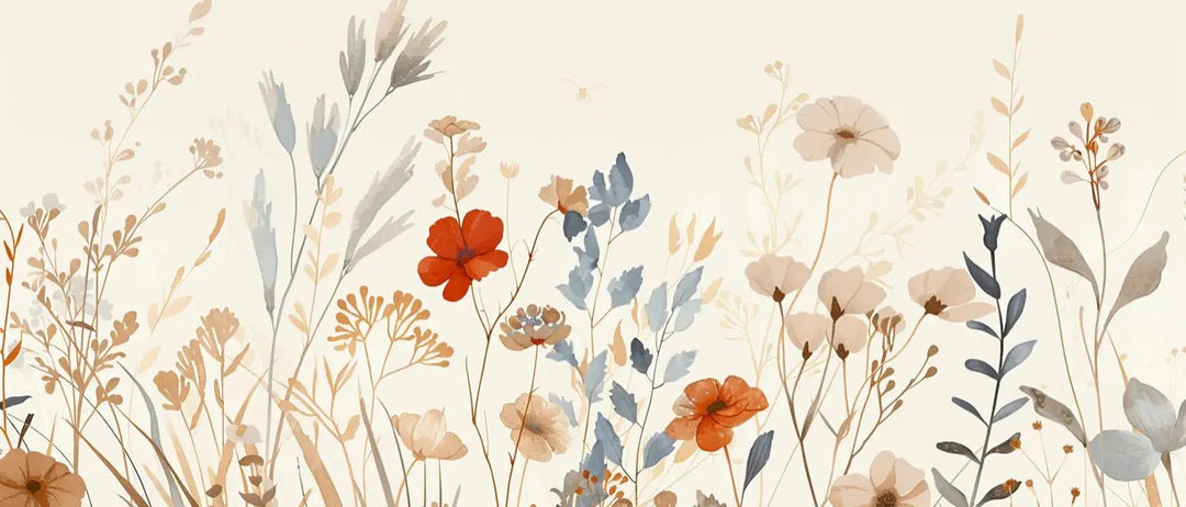 Bouquet Sauvage : Papier Peint Panoramique aux Fleurs Pastel - Illulart: Papier peint panoramique