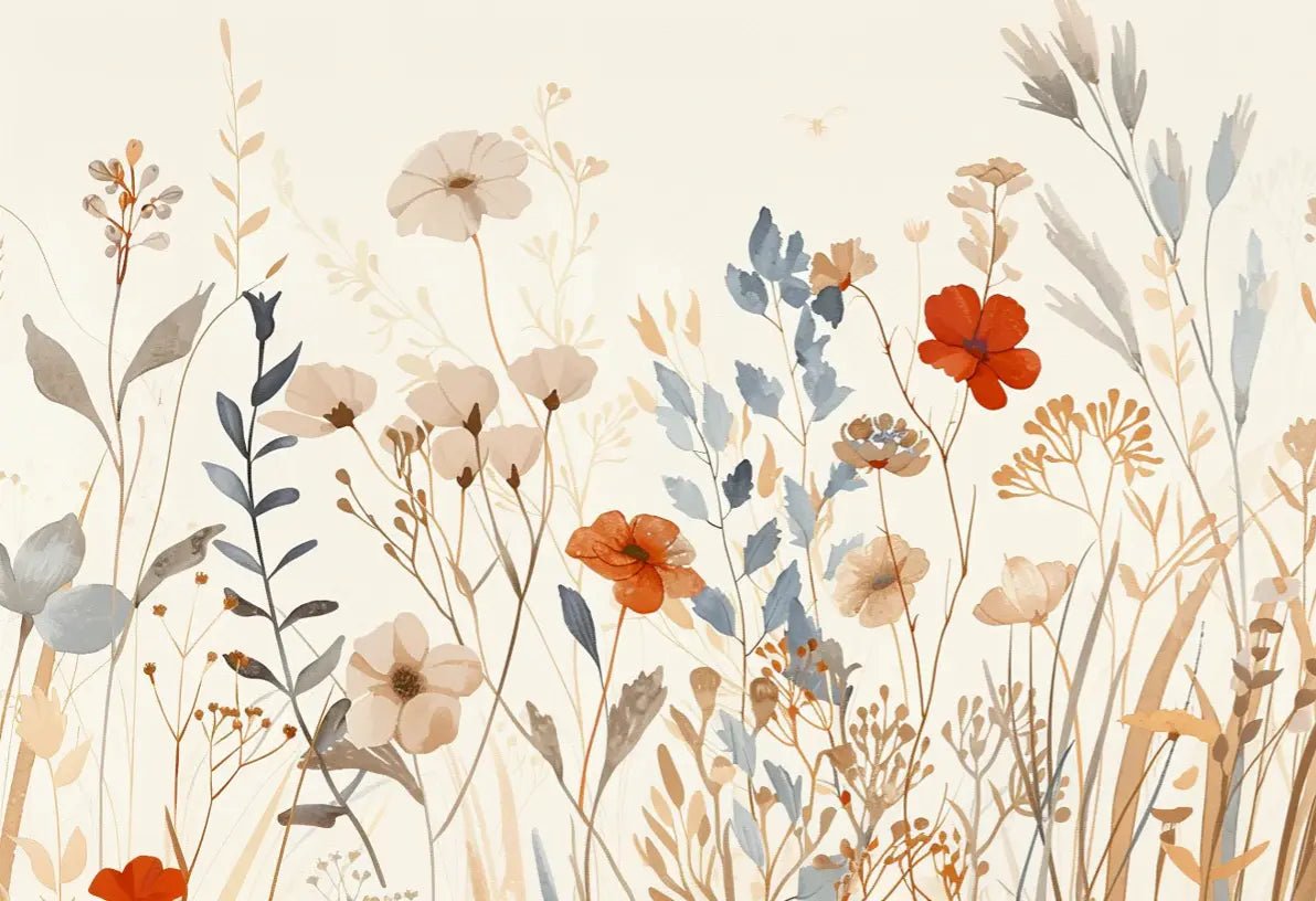 Bouquet Sauvage : Papier Peint Panoramique aux Fleurs Pastel - Illulart: Papier peint panoramique