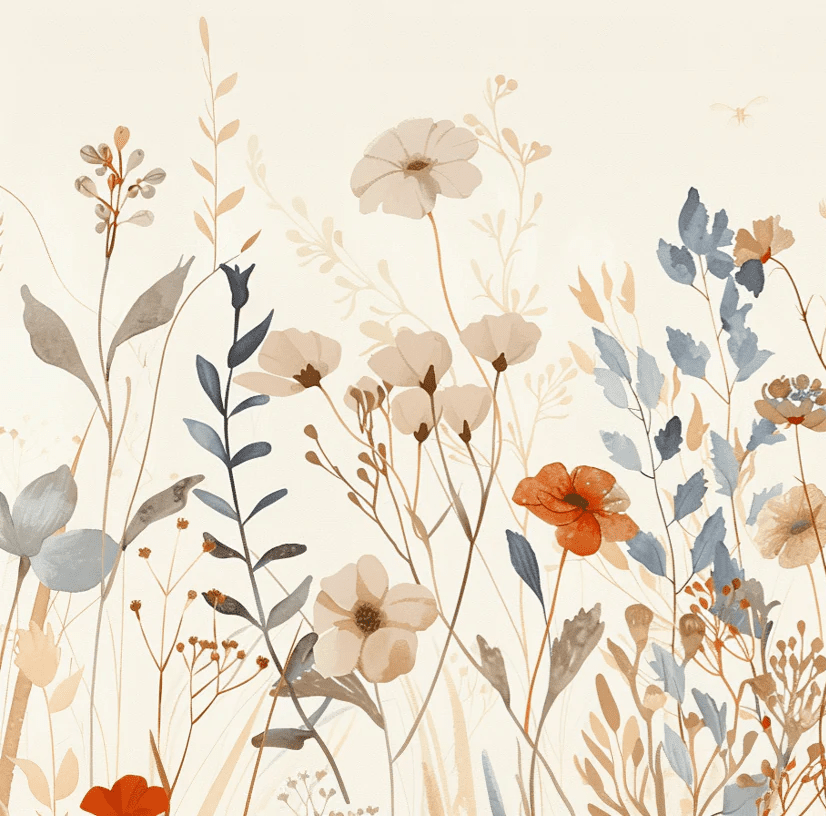 Bouquet Sauvage : Papier Peint Panoramique aux Fleurs Pastel - Illulart: Papier peint panoramique