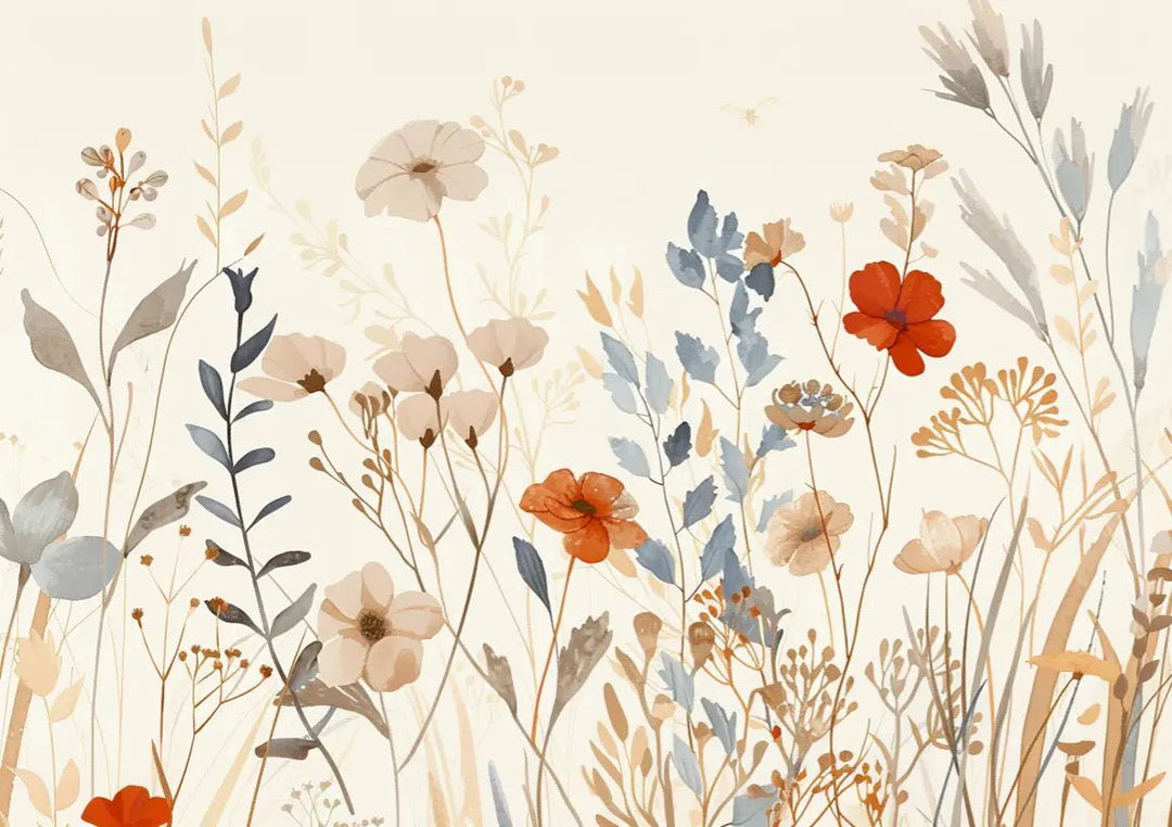 Bouquet Sauvage : Papier Peint Panoramique aux Fleurs Pastel - Illulart: Papier peint panoramique
