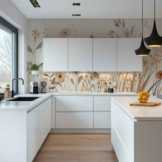 Bouquet Sauvage : Papier Peint Panoramique aux Fleurs Pastel - Illulart: Papier peint panoramique