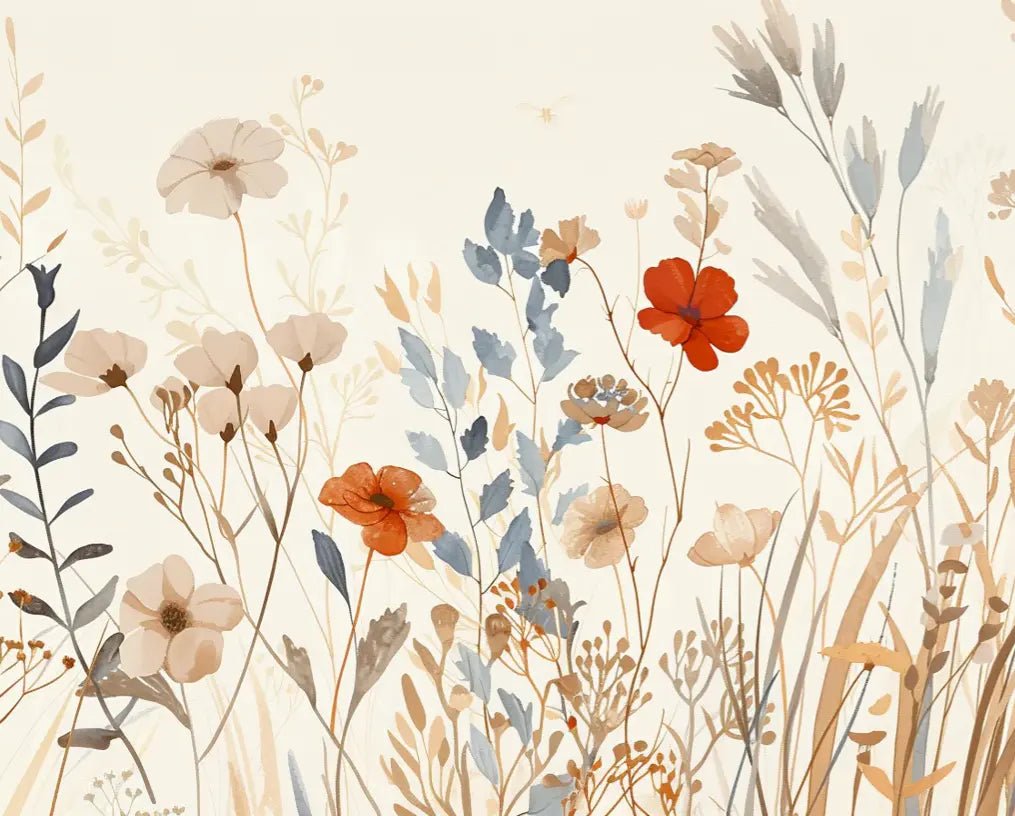 Bouquet Sauvage : Papier Peint Panoramique aux Fleurs Pastel - Illulart: Papier peint panoramique