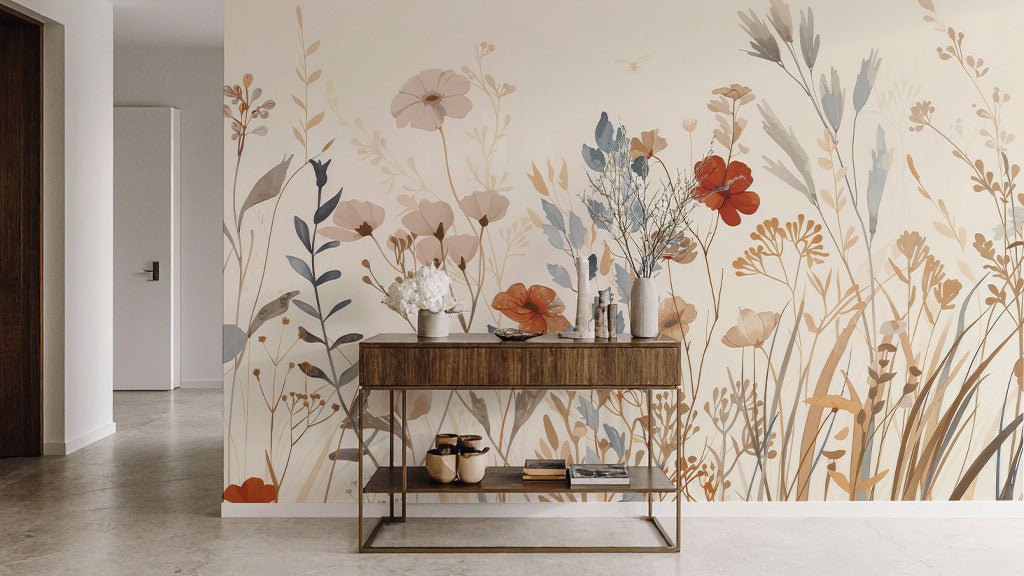 Bouquet Sauvage : Papier Peint Panoramique aux Fleurs Pastel - Illulart: Papier peint panoramique