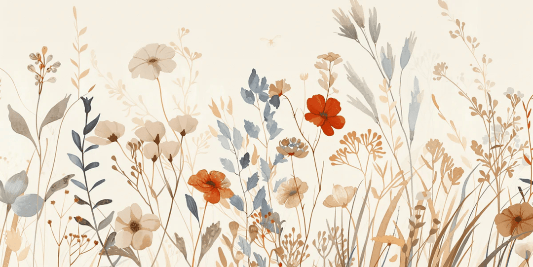 Bouquet Sauvage : Papier Peint Panoramique aux Fleurs Pastel - Illulart: Papier peint panoramique