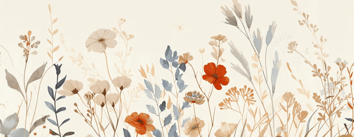 Bouquet Sauvage : Papier Peint Panoramique aux Fleurs Pastel - Illulart: Papier peint panoramique