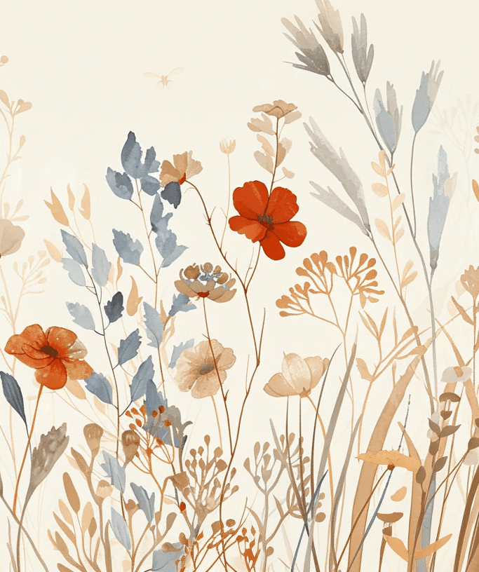 Bouquet Sauvage : Papier Peint Panoramique aux Fleurs Pastel - Illulart: Papier peint panoramique