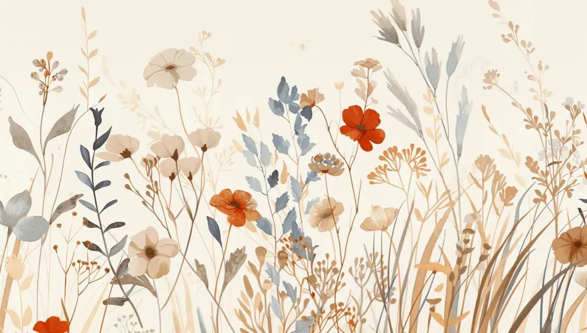 Bouquet Sauvage : Papier Peint Panoramique aux Fleurs Pastel - Illulart: Papier peint panoramique