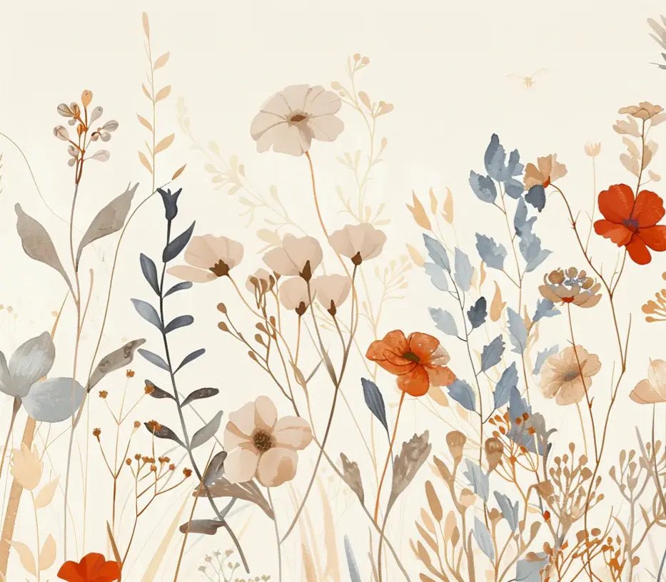 Bouquet Sauvage : Papier Peint Panoramique aux Fleurs Pastel - Illulart: Papier peint panoramique