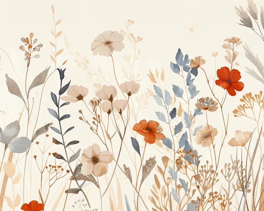 Bouquet Sauvage : Papier Peint Panoramique aux Fleurs Pastel - Illulart: Papier peint panoramique