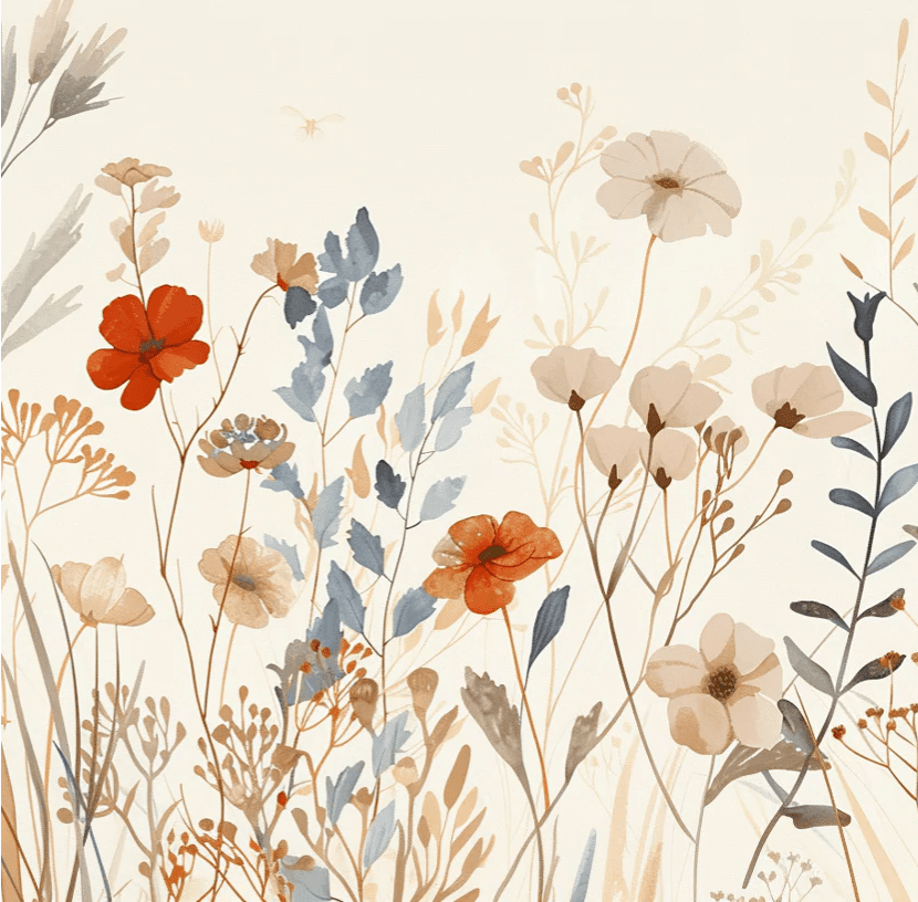 Bouquet Sauvage : Papier Peint Panoramique aux Fleurs Pastel - Illulart: Papier peint panoramique