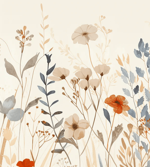 Bouquet Sauvage : Papier Peint Panoramique aux Fleurs Pastel - Illulart: Papier peint panoramique