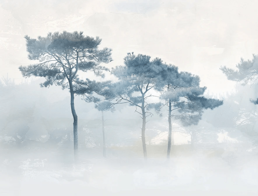 Brises d'Arbres Bleutés - Illulart: Papier peint panoramique