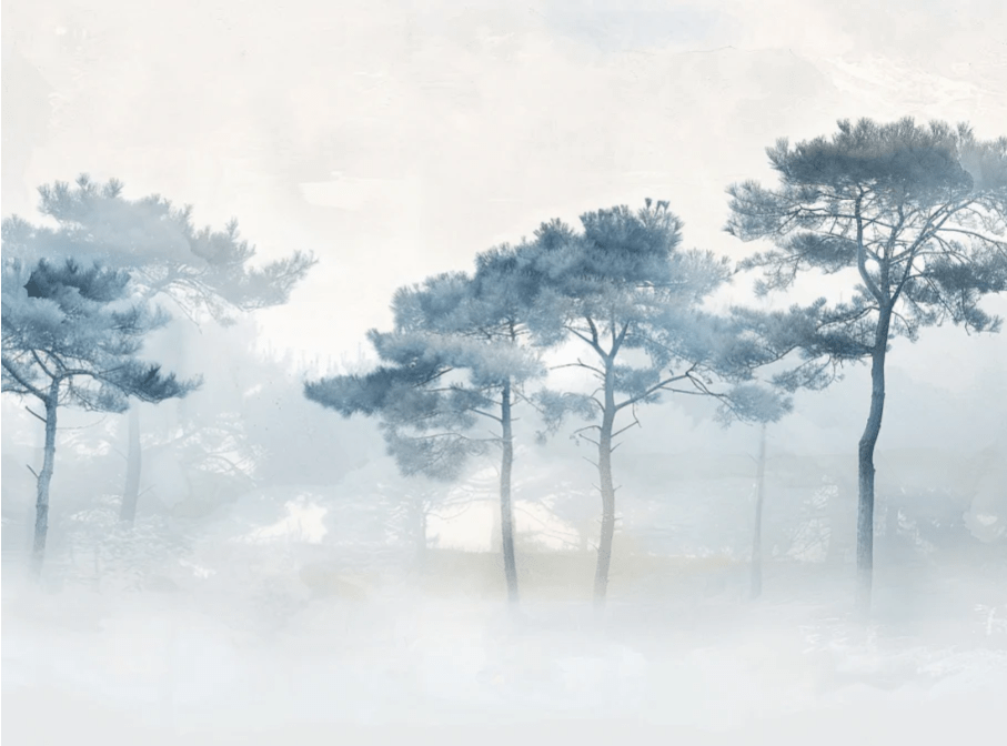 Brises d'Arbres Bleutés - Illulart: Papier peint panoramique