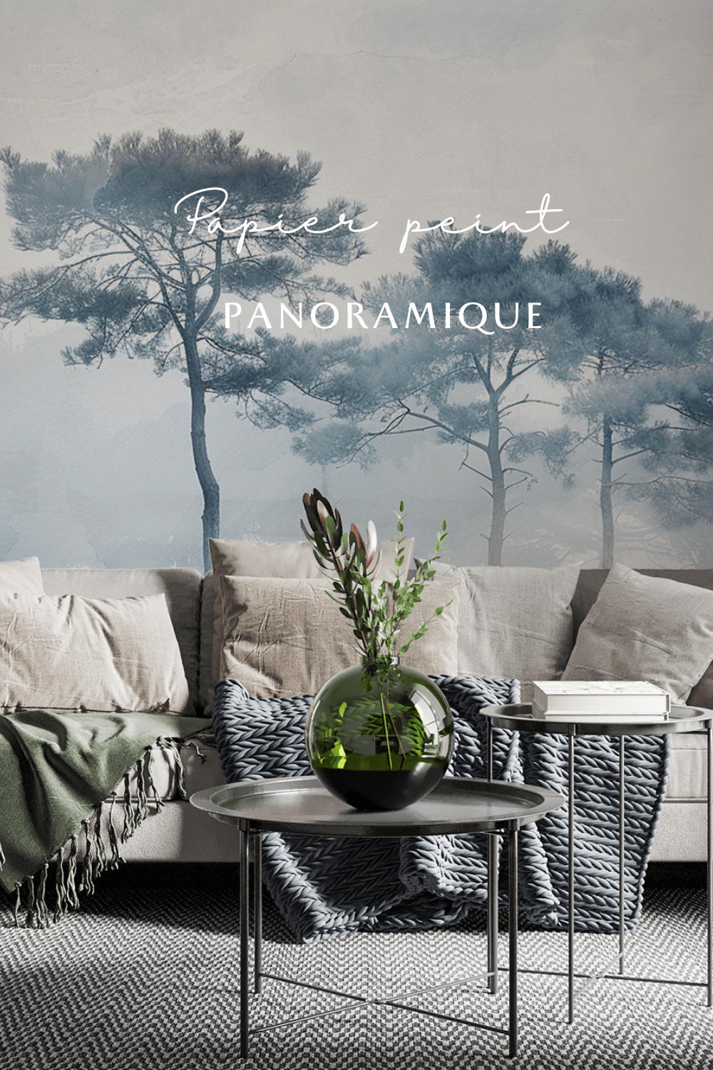 Brises d'Arbres Bleutés - Illulart: Papier peint panoramique