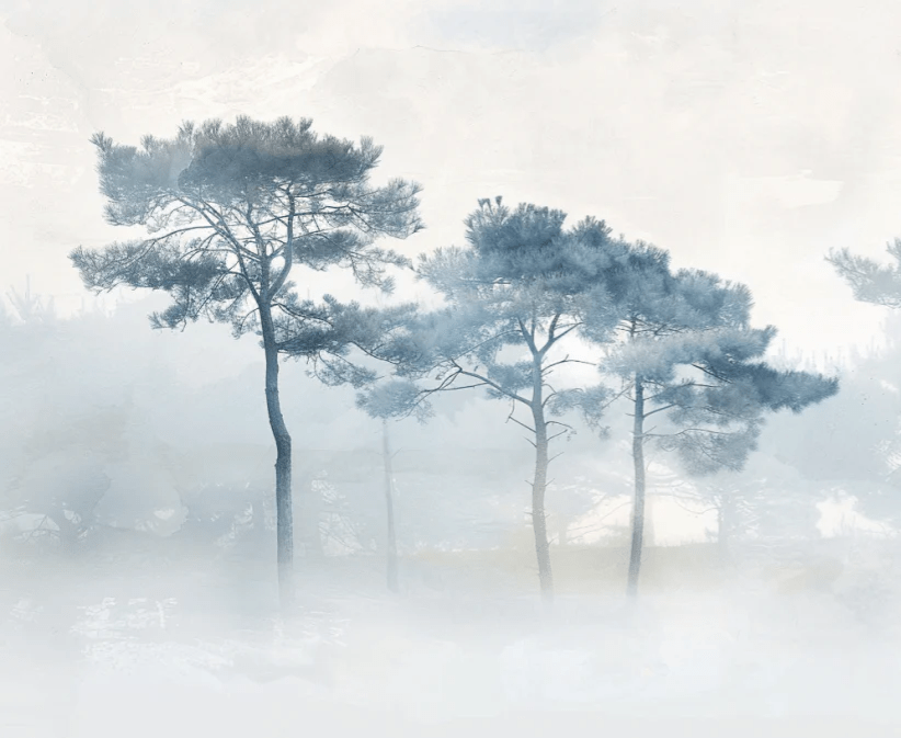 Brises d'Arbres Bleutés - Illulart: Papier peint panoramique