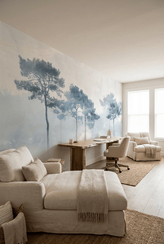 Brises d'Arbres Bleutés - Illulart: Papier peint panoramique