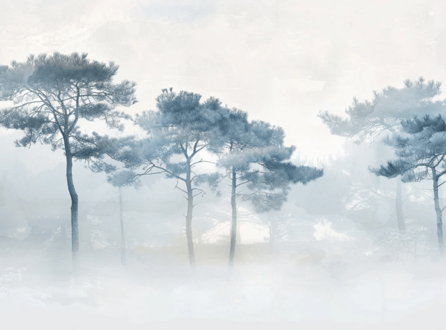 Brises d'Arbres Bleutés - Illulart: Papier peint panoramique