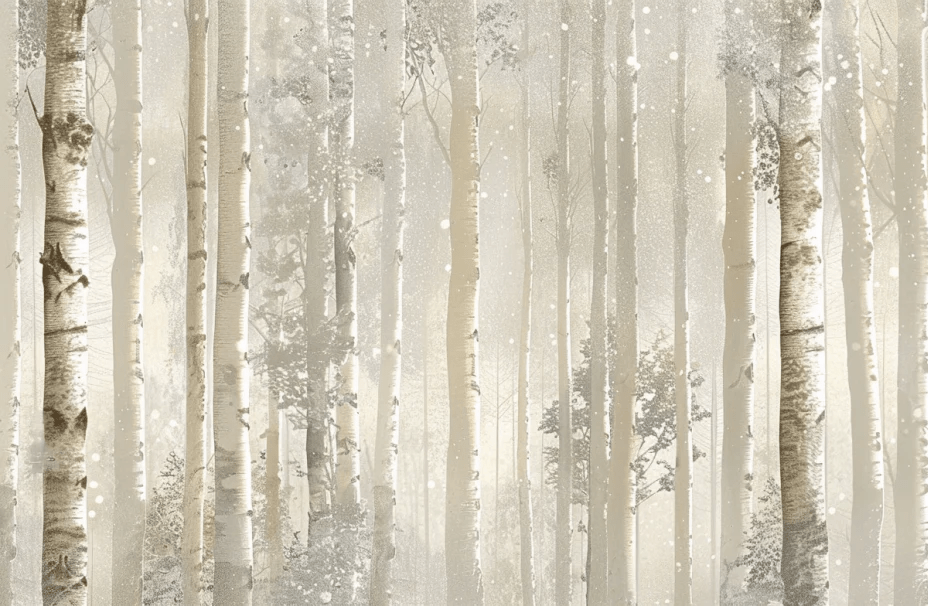 Brume de Bouleaux - Papier Peint Panoramique - Illulart: Papier peint panoramique