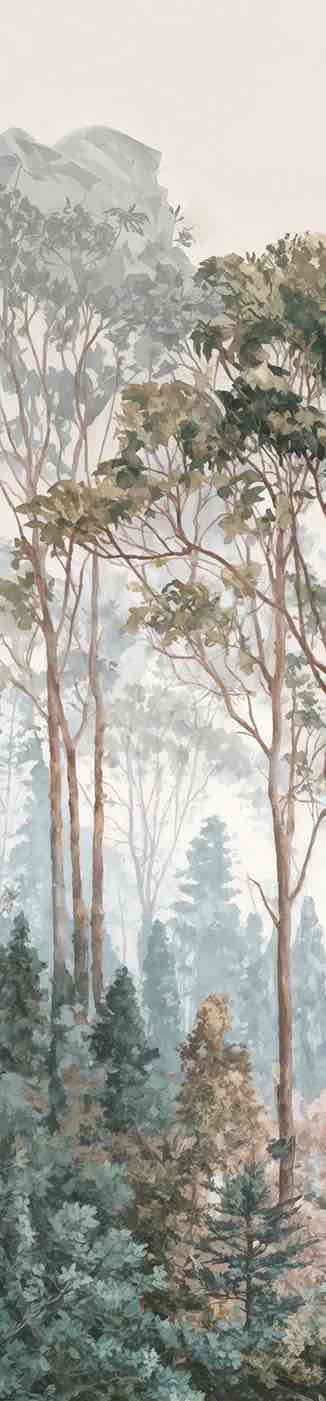 Brume pastel au lever du jour – Papier peint panoramique forêt - Illulart: Papier peint panoramique