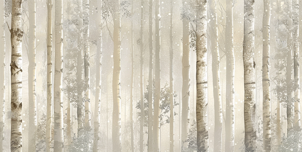 Brume de Bouleaux - Papier Peint Panoramique