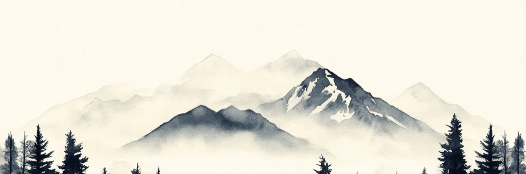 Brumes des sommets – papier peint panoramique Évasion montagne en aquarelle - Illulart: Papier peint panoramique