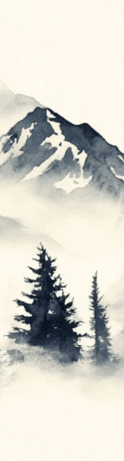 Brumes des sommets – papier peint panoramique Évasion montagne en aquarelle - Illulart: Papier peint panoramique