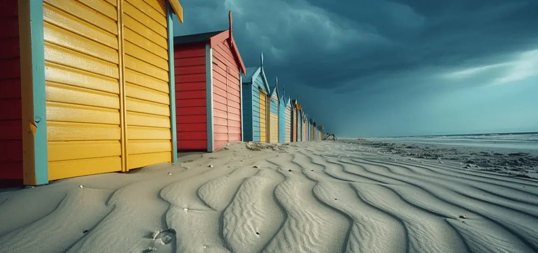 Cabanes de plage en couleurs - Illulart: Papier peint panoramique