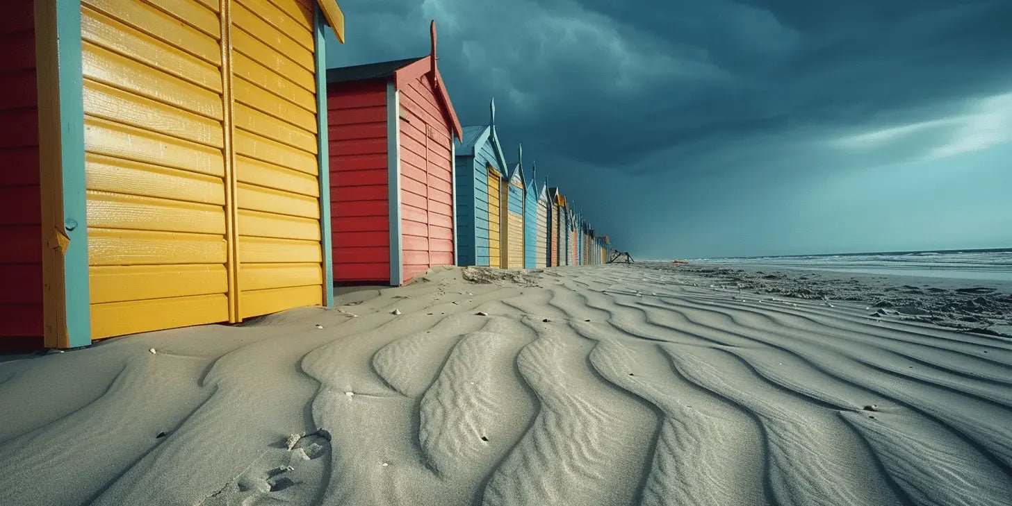 Cabanes de plage en couleurs - Illulart: Papier peint panoramique