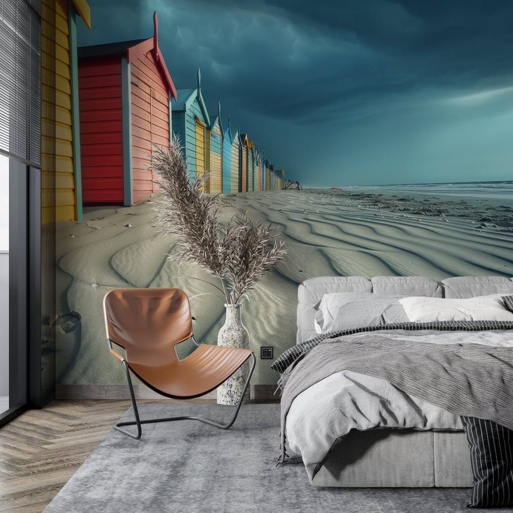 Cabanes de plage en couleurs - Illulart: Papier peint panoramique