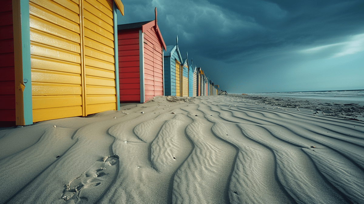 Cabanes de plage en couleurs - Illulart: Papier peint panoramique