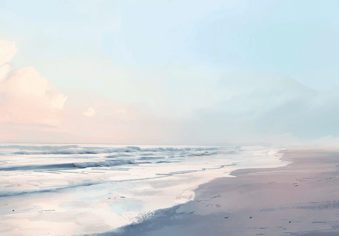Calme des Vagues à l'Aube - Illulart: Papier peint panoramique