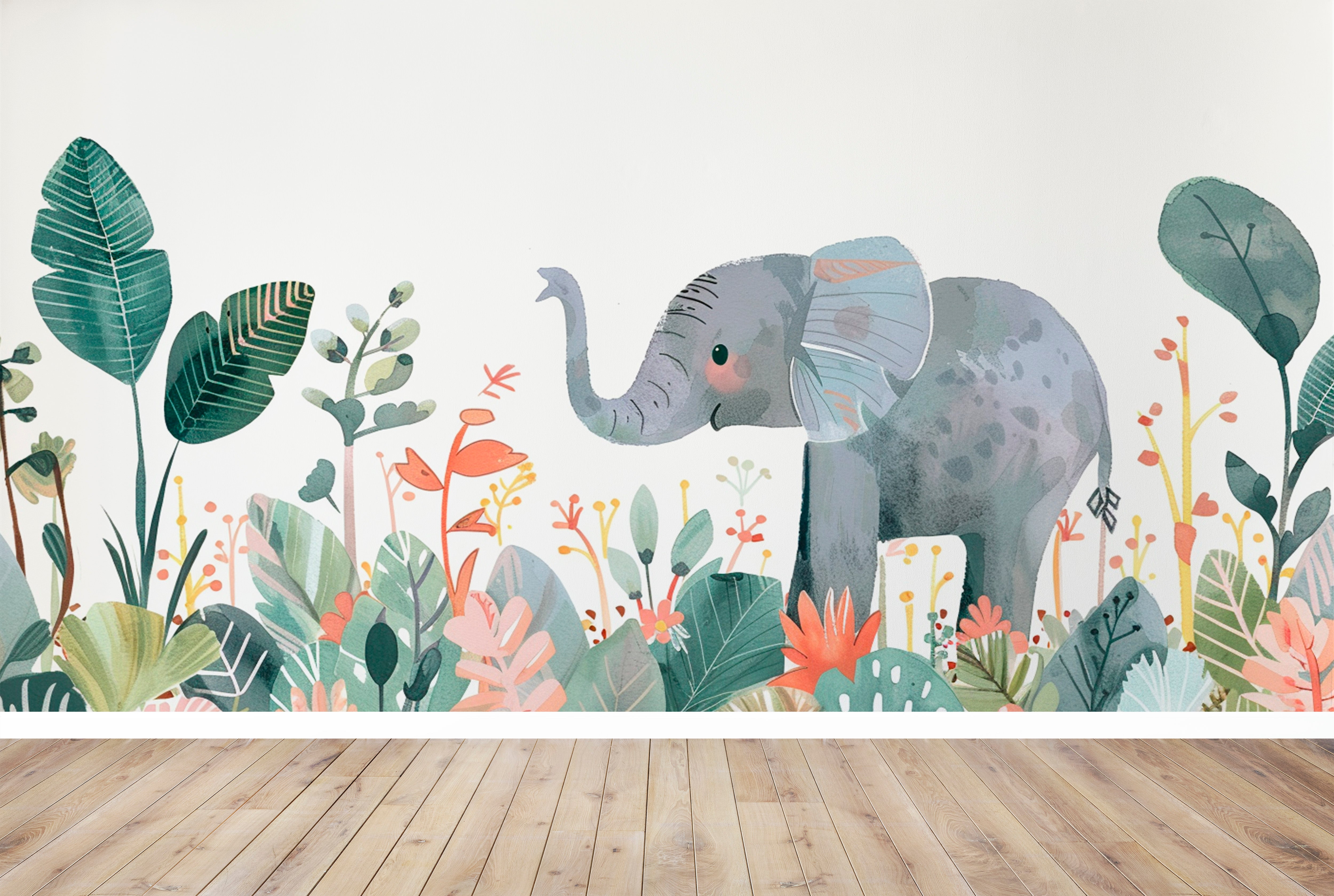 Charming Companion: Elephant among Flowers