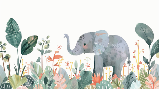 Charming Companion: Elephant among Flowers