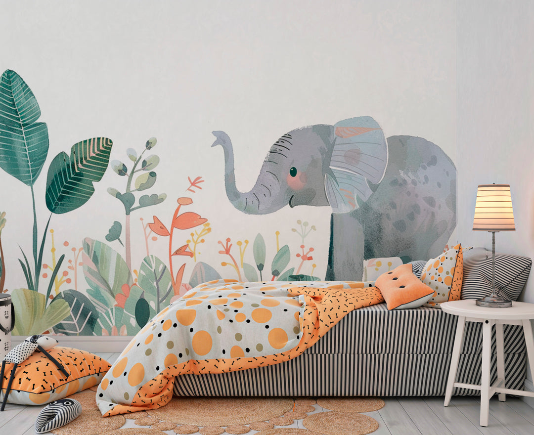 Charming Companion: Elephant among Flowers