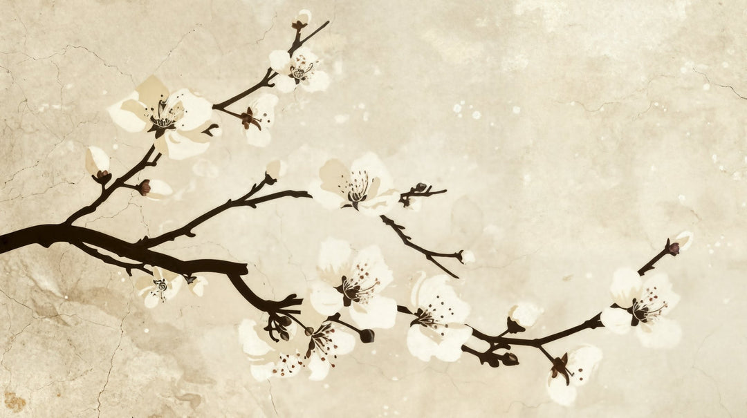 Charme Printanier : Papier peint Prunier en Fleur - Illulart: Papier peint panoramique