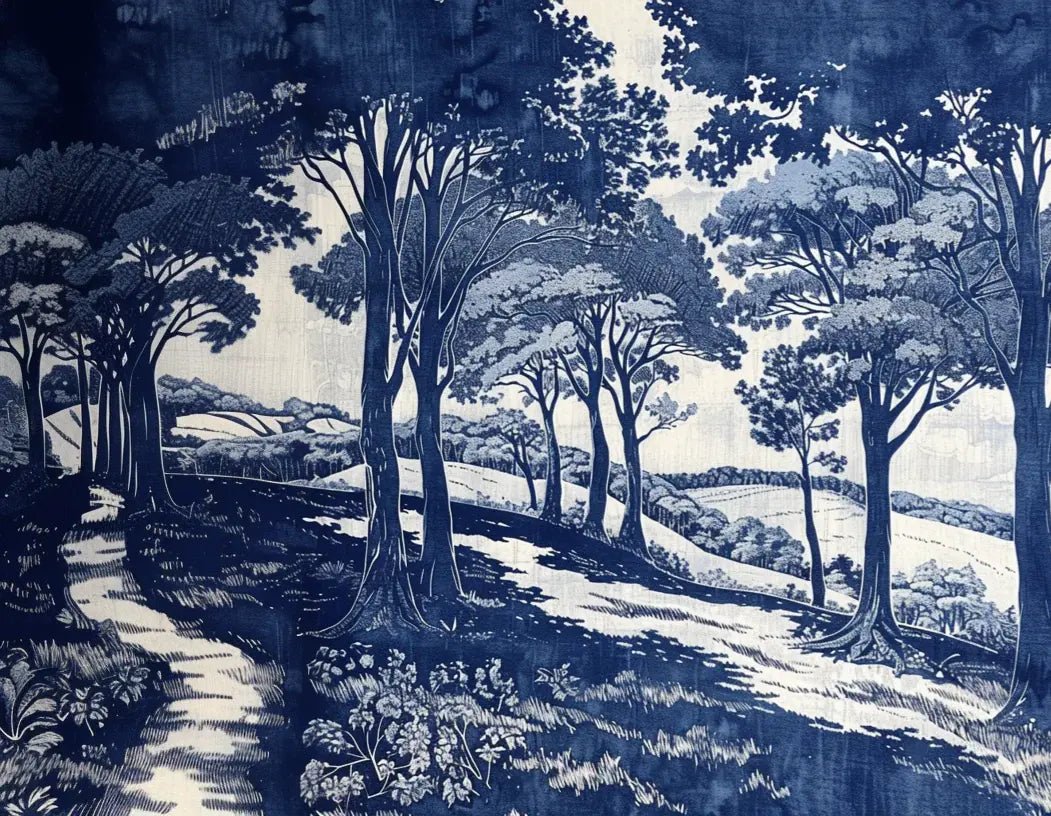 Chemin Bleu - Papier Peint Panoramique aux Nuances Bleues et Champêtres - Illulart: Papier peint panoramique