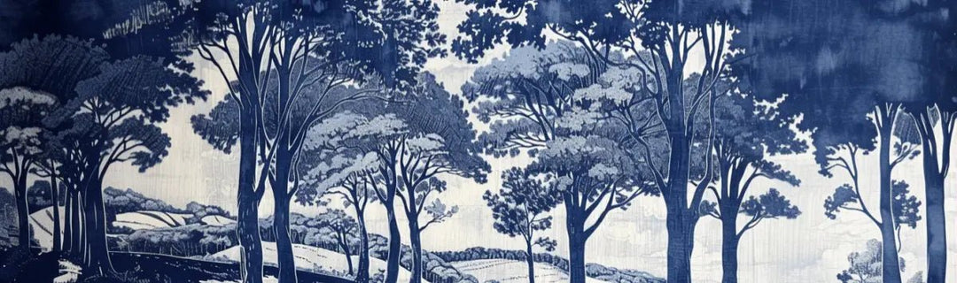 Chemin Bleu - Papier Peint Panoramique aux Nuances Bleues et Champêtres - Illulart: Papier peint panoramique