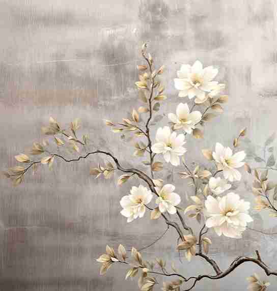 Chinoiserie - Branche Fleurie et son Oiseau - Illulart: Papier peint panoramique