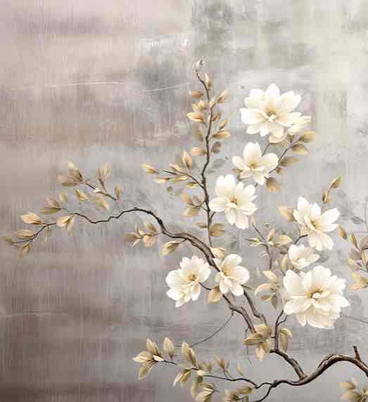Chinoiserie - Branche Fleurie et son Oiseau - Illulart: Papier peint panoramique