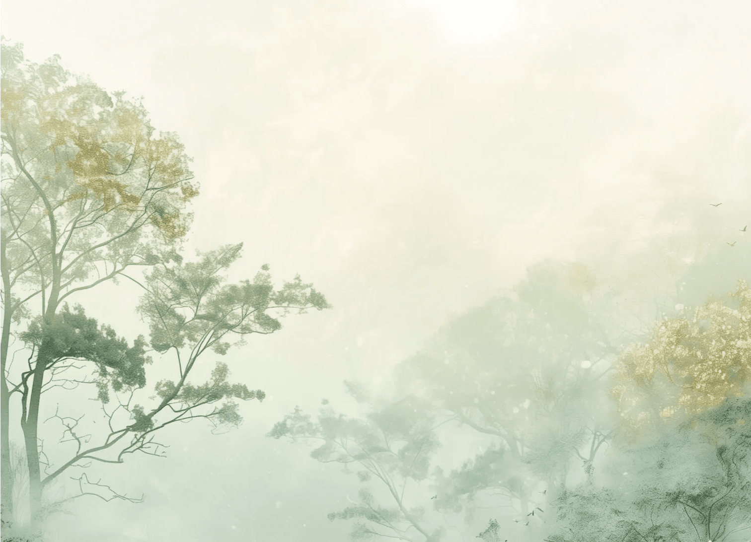 Chuchotements des Arbres : Mystique et Brume - Illulart: Papier peint panoramique