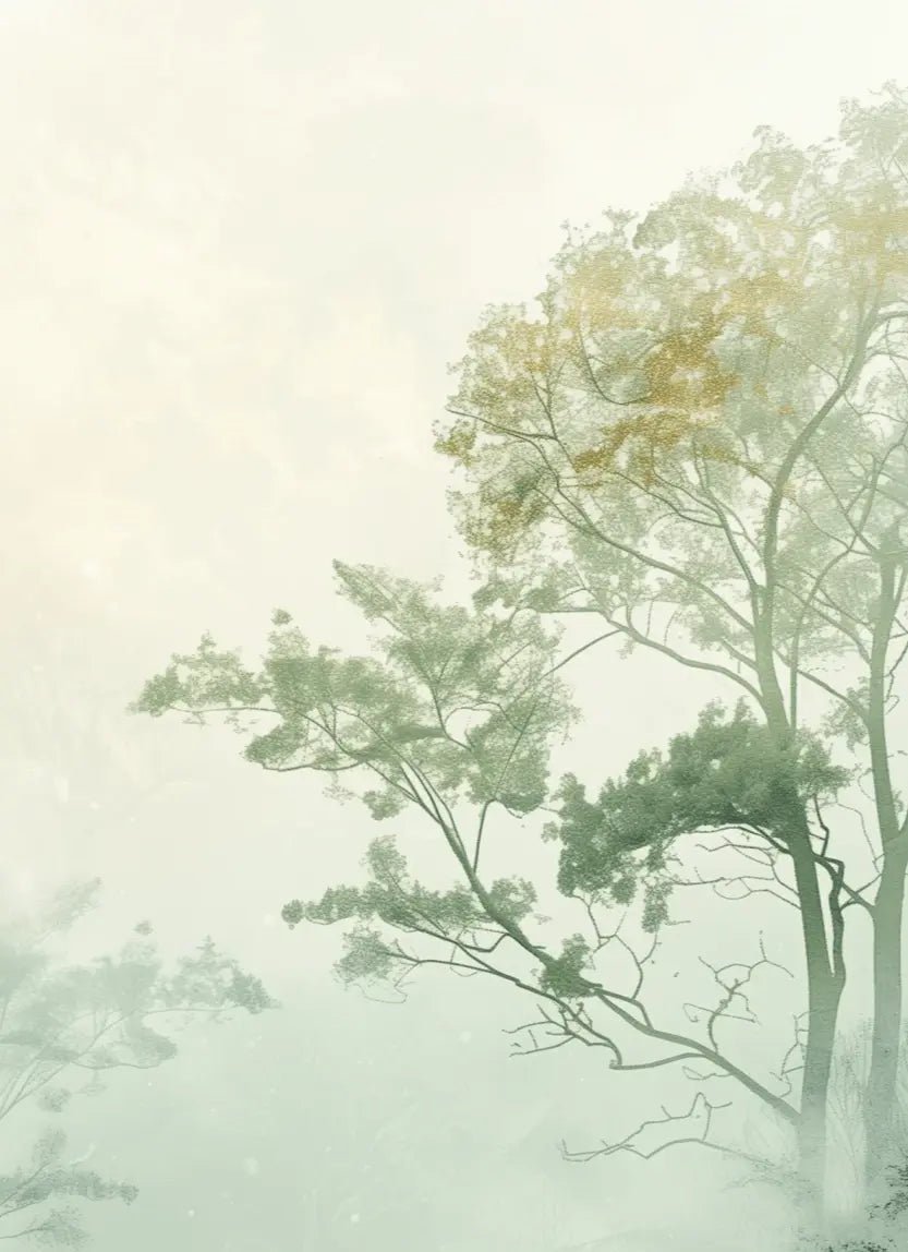 Chuchotements des Arbres : Mystique et Brume - Illulart: Papier peint panoramique