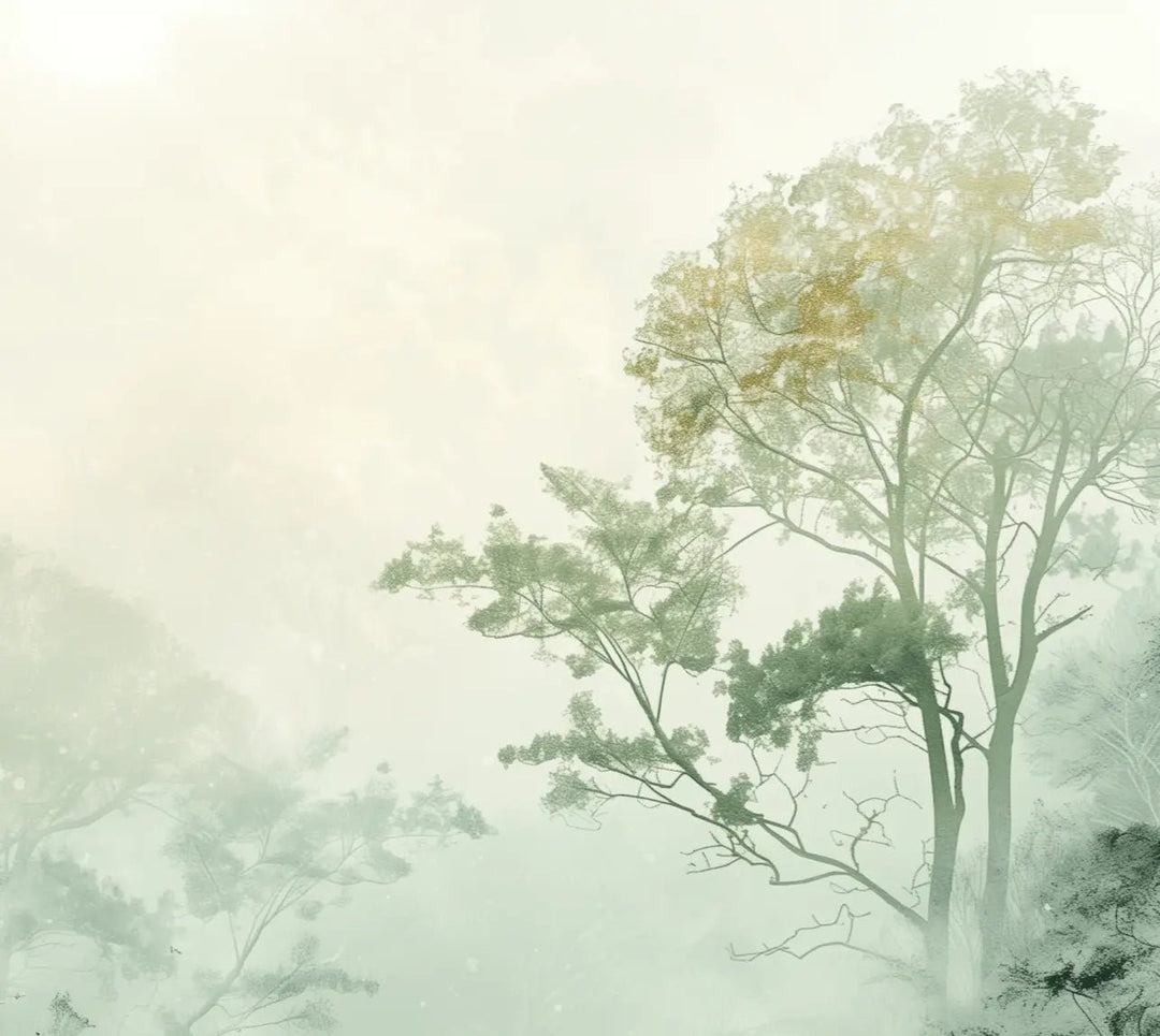 Chuchotements des Arbres : Mystique et Brume - Illulart: Papier peint panoramique