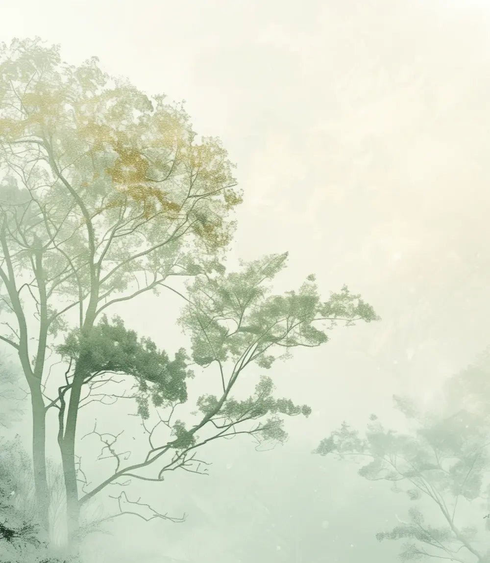 Chuchotements des Arbres : Mystique et Brume - Illulart: Papier peint panoramique