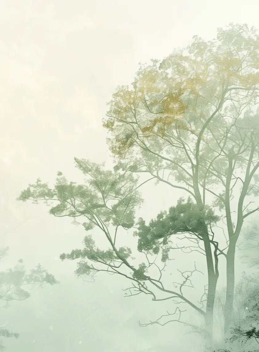 Chuchotements des Arbres : Mystique et Brume - Illulart: Papier peint panoramique