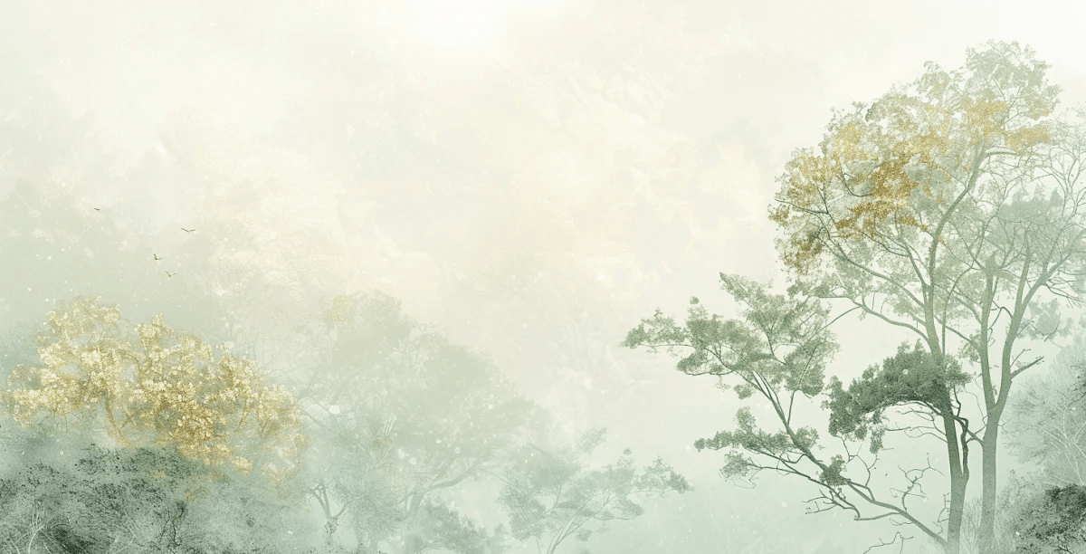 Chuchotements des Arbres : Mystique et Brume - Illulart: Papier peint panoramique