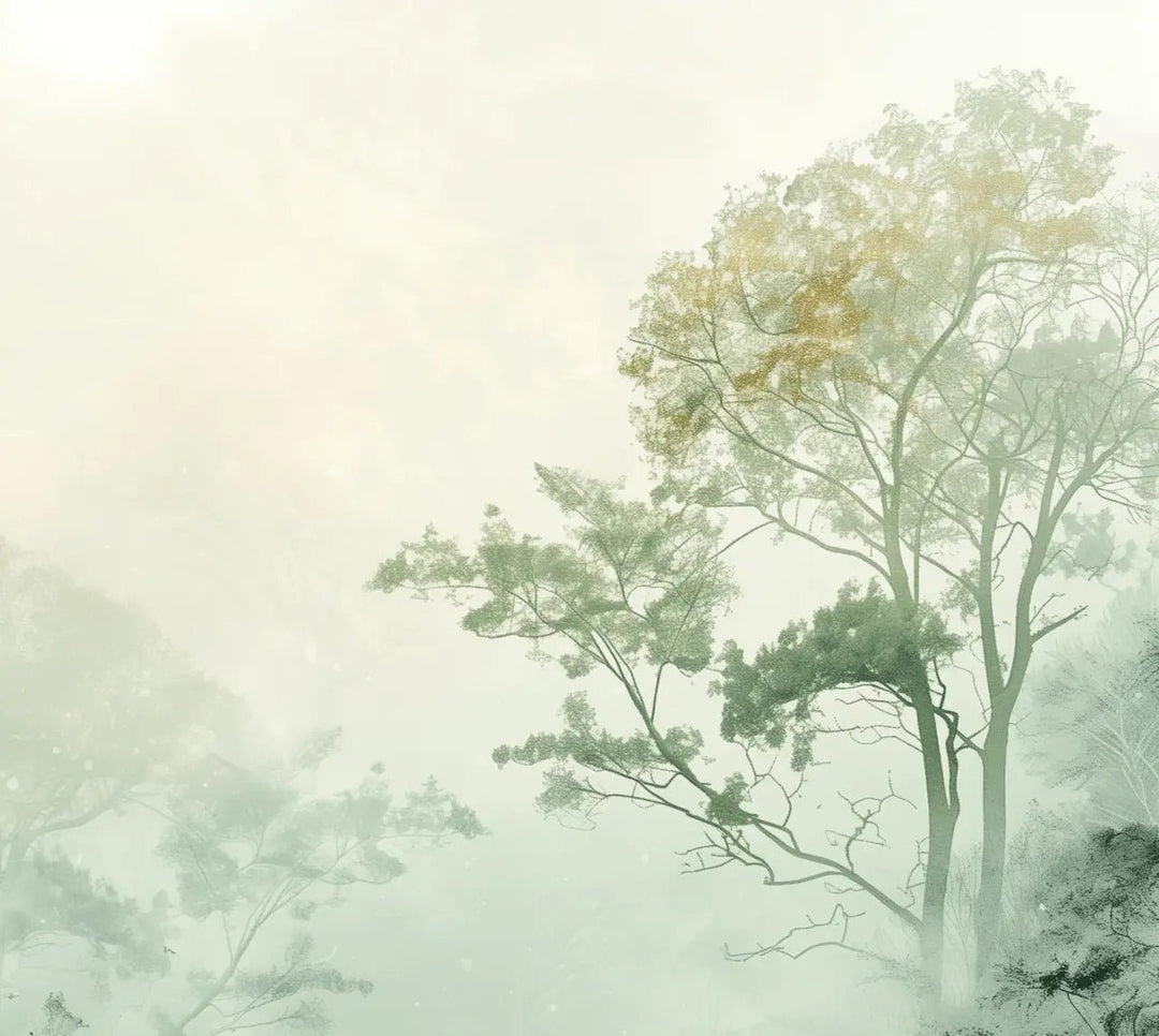 Chuchotements des Arbres : Mystique et Brume - Illulart: Papier peint panoramique