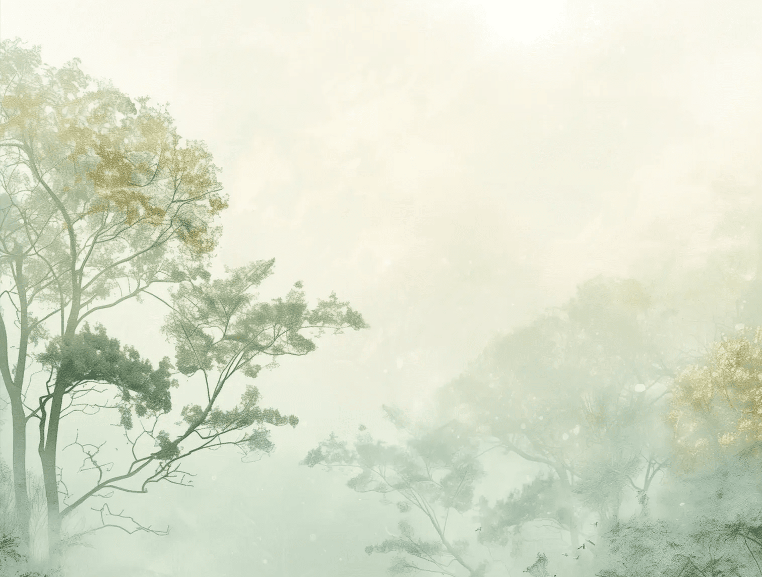 Chuchotements des Arbres : Mystique et Brume - Illulart: Papier peint panoramique