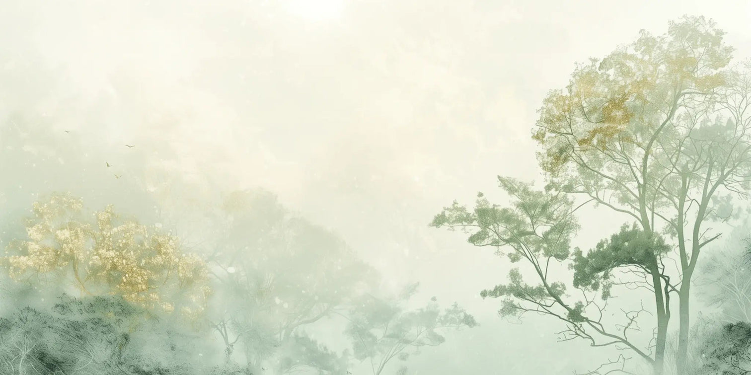 Chuchotements des Arbres : Mystique et Brume - Illulart: Papier peint panoramique