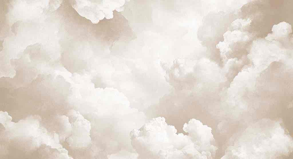 Ciel de Douceur - Papier Peint Panoramique Nuages Beige pour une Ambiance Sereine - Illulart: Papier peint panoramique