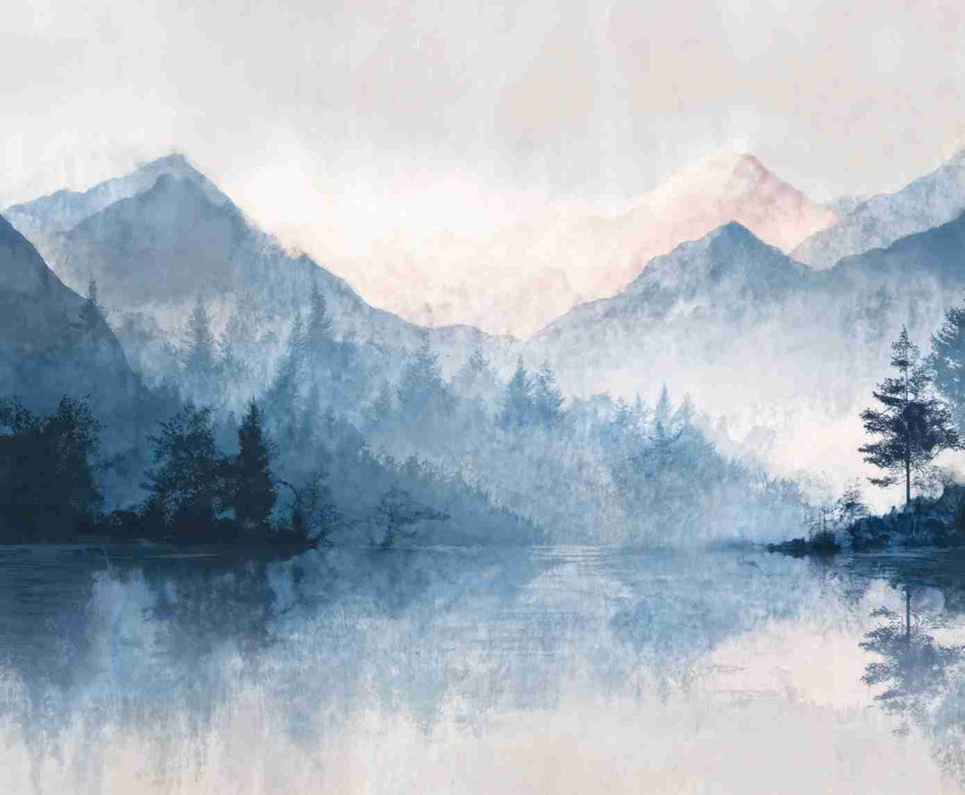 Cimes Bleutées – Papier peint paysage montagne nordique - Illulart: Papier peint panoramique